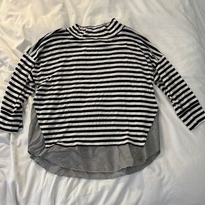 LOFT Striped Mock Neck blouse